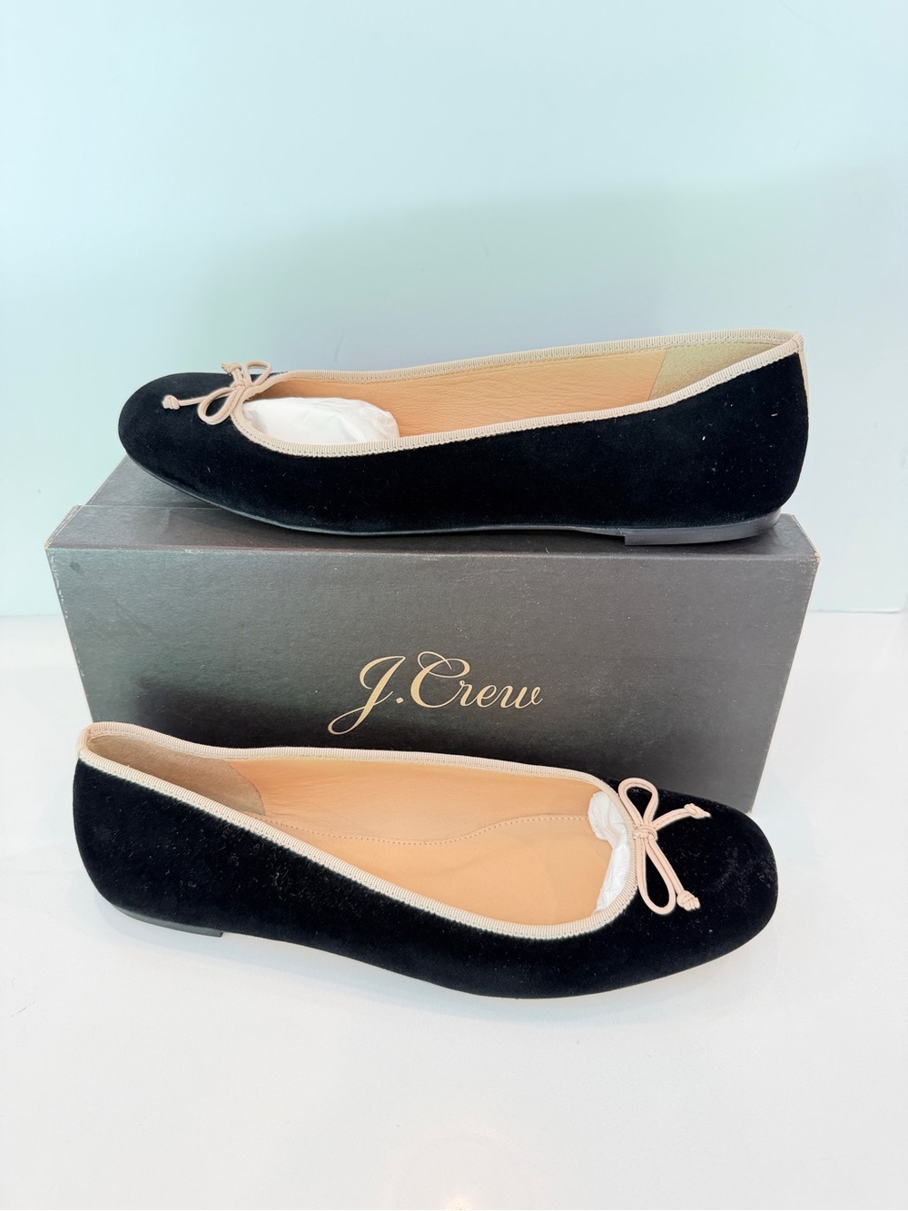 New J.Crew Lily Velvet Ballet Flats Sz 11 Black Preppy Classic J Crew Shoes